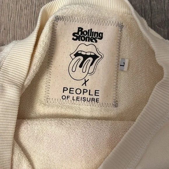NEW PEOPLE OF LEISURE Rolling Stones oversized cropped sweatshirt Large A00200 - Picture 2 of 4